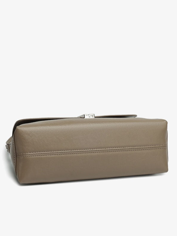 Minimalist Genuine Leather Shoulder Bag with Signature H Buckle
