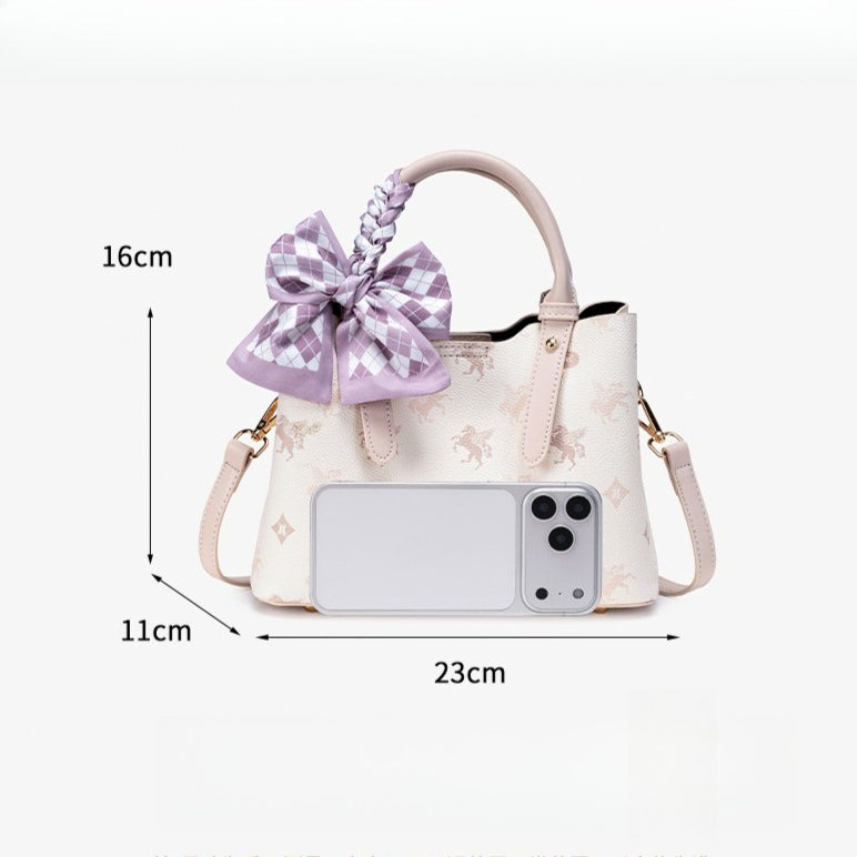 Gentle Pegasus Print Vegan Eco-Leather Clutch Bag With Silk Scarf