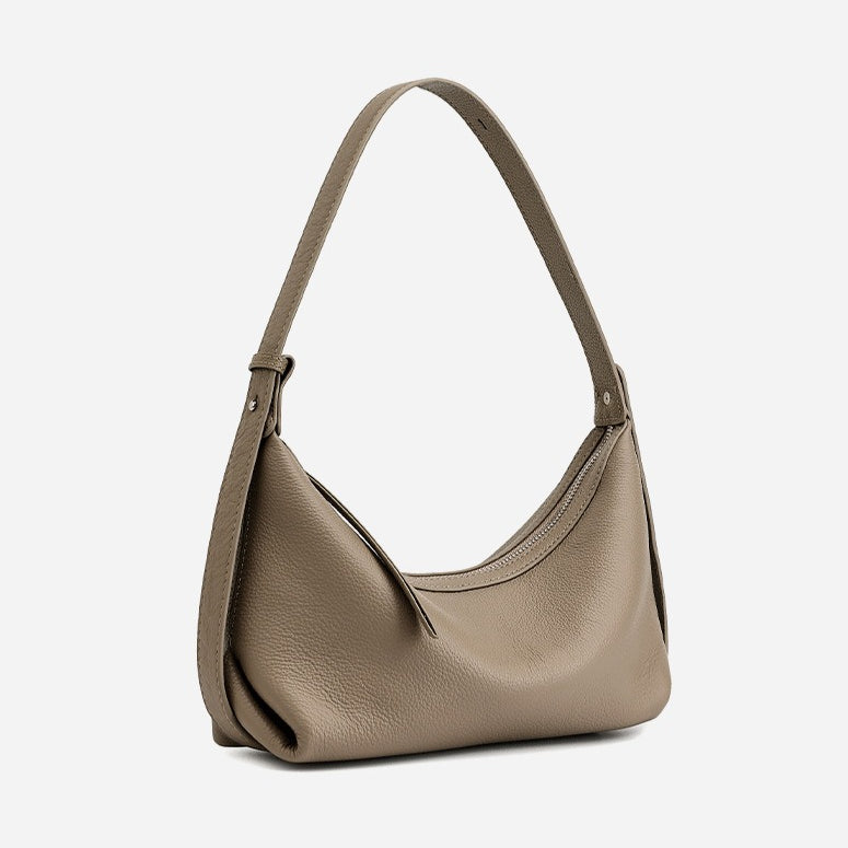 Casual Slouchy Pebbled Genuine Leather Hobo Clutch Bag