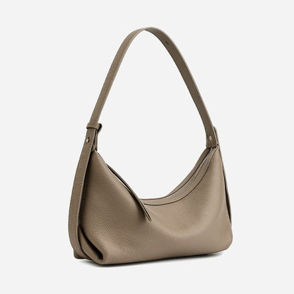 Casual Slouchy Pebbled Genuine Leather Hobo Clutch Bag