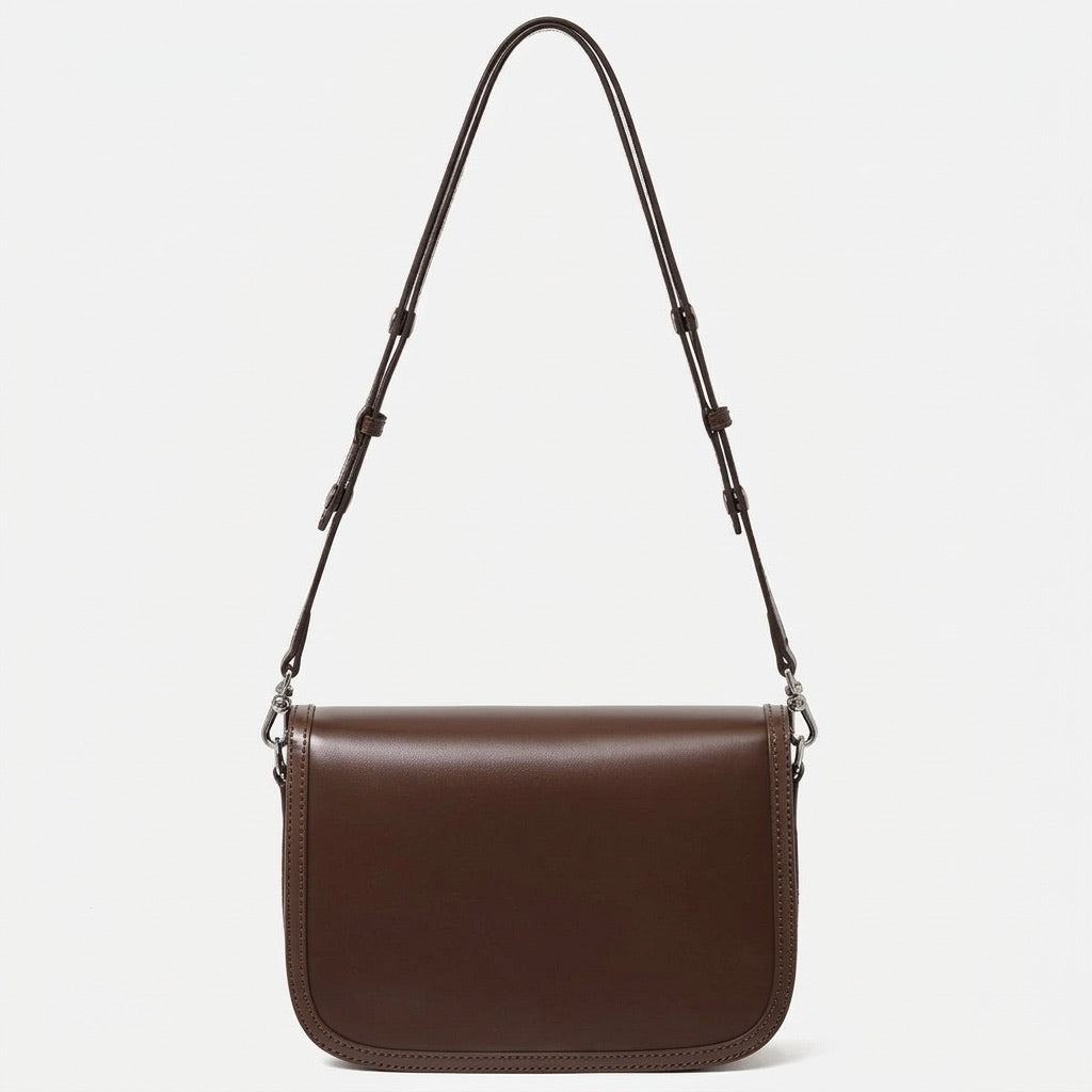 Borsa vintage a spalla e messenger in vera pelle liscia di vacchetta
