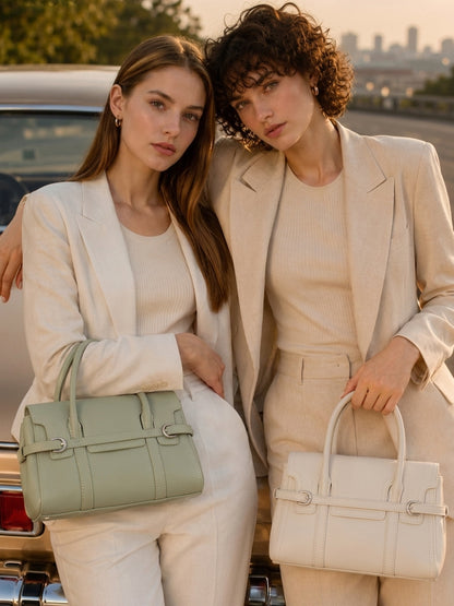 Sleek Genuine Leather Flap Satchel Clutch Bag