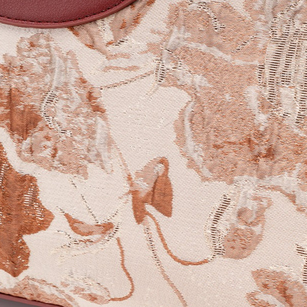 Graceful Floral Vegan Eco-Leather Clutch Bag with Round Metal Charm