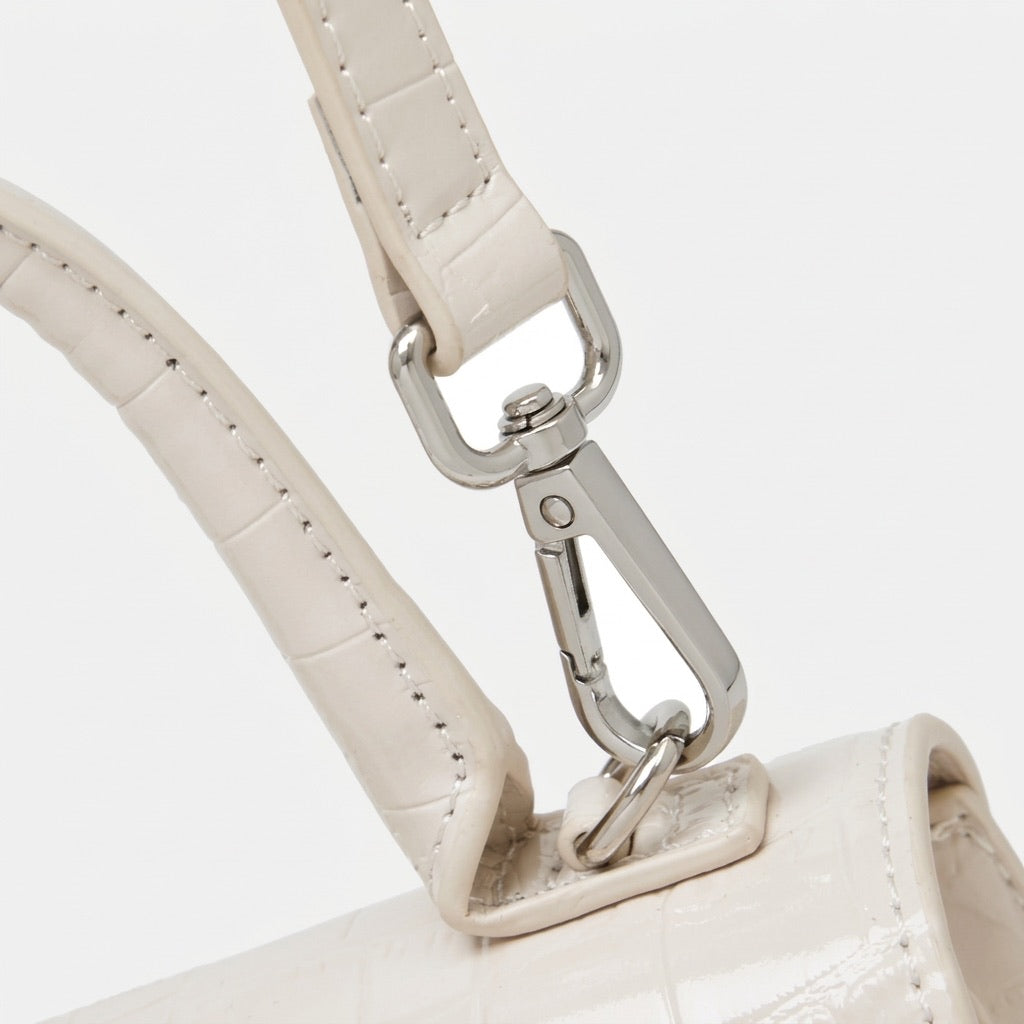 Borsa a tracolla minimalista in vera pelle effetto coccodrillo con manico