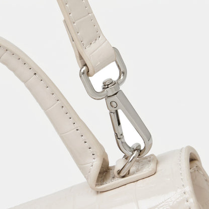 Borsa a tracolla minimalista in vera pelle effetto coccodrillo con manico