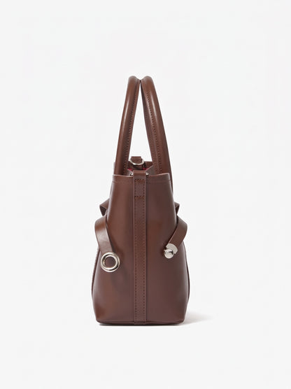 Ampia borsa tote a tracolla in pelle bovina semplice di lusso italiano