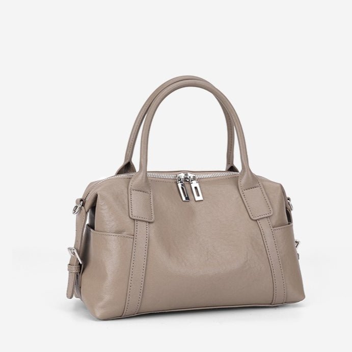 Minimalist Barrel Genuine Leather Satchel