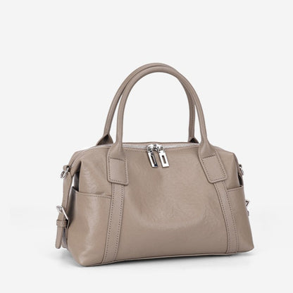 Minimalist Barrel Genuine Leather Satchel