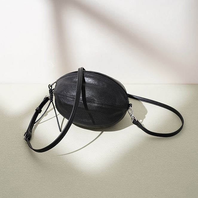 Modern Supple Genuine Sheepskin Leather Oval Rugby Clutch Bag