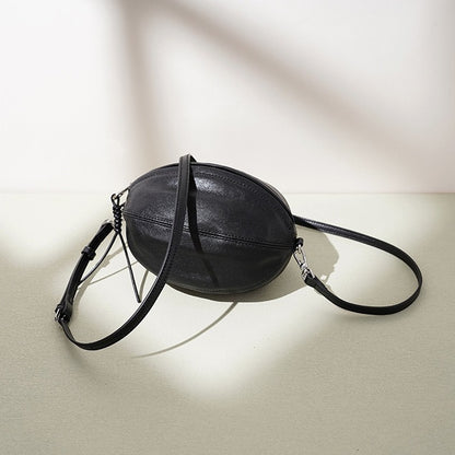 Modern Supple Genuine Sheepskin Leather Oval Rugby Clutch Bag