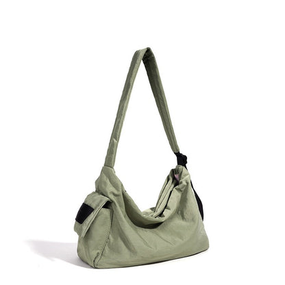 Minimalist Slouchy Nylon Shoulder Clutch Bag