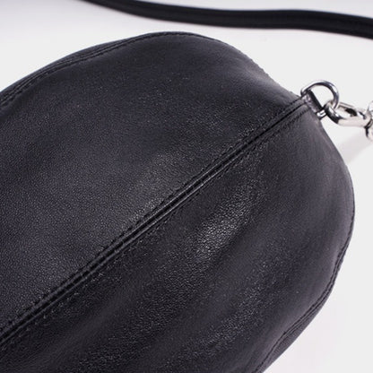Modern Supple Genuine Sheepskin Leather Oval Rugby Clutch Bag