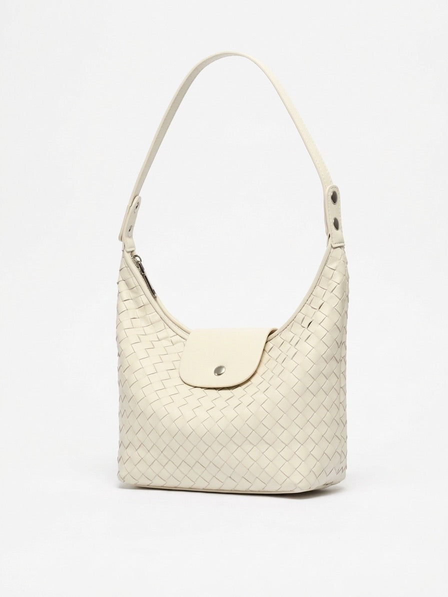 Elegant Woven Genuine Leather Hobo Clutch Bag