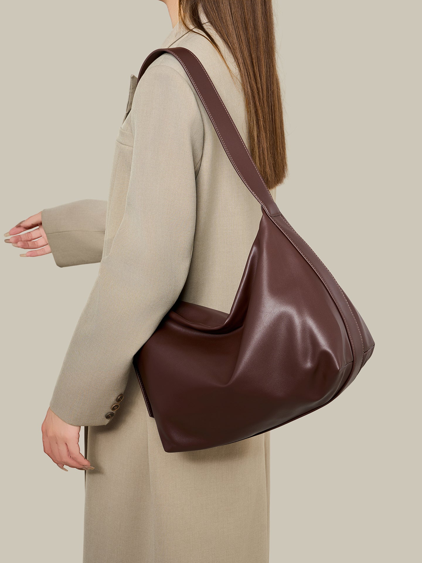 Modern Classic Large Capacity Vegan Eco-Leather Hobo Bag