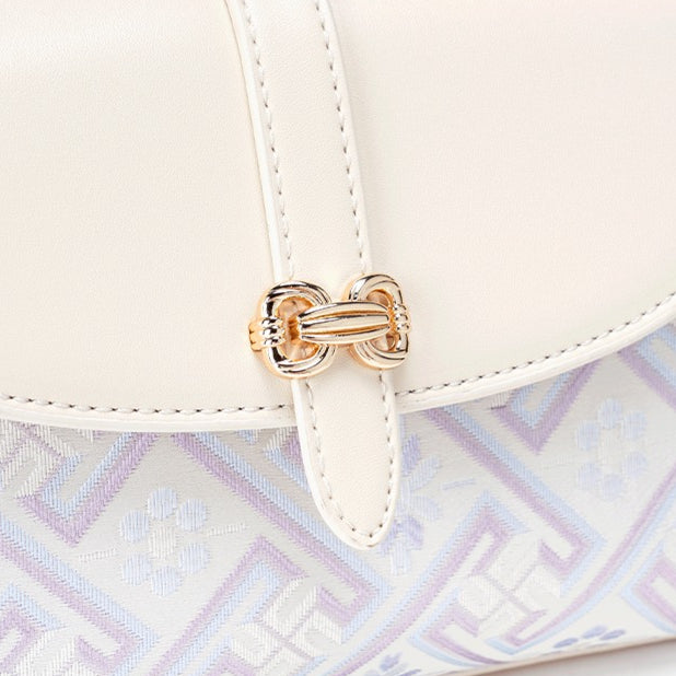 Vintage Oriental Embroidery Vegan Eco-leather Clutch Bag with Playful Charm
