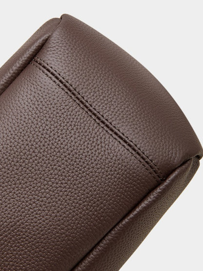 The Pebbled Genuine Leather Mini Bucket Tote Bag with Turn-Lock Closure