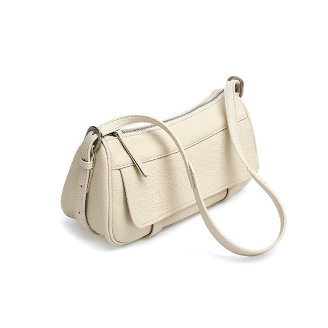 Mellow Pebbled Genuine Leather Flap Baguette Clutch Bag