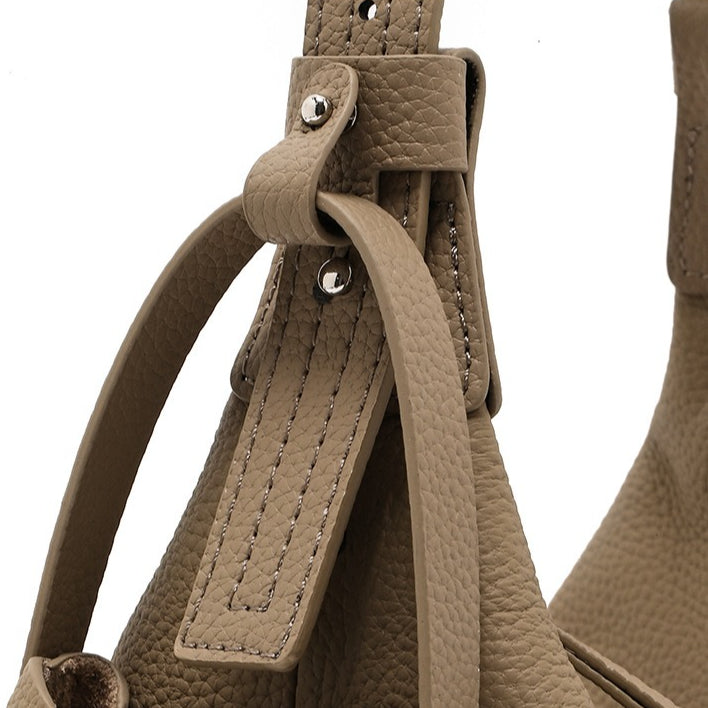 The Ethereal Slouchy Genuine Leather Bag - Minimalist Pebbled Hobo with Mini Pouch