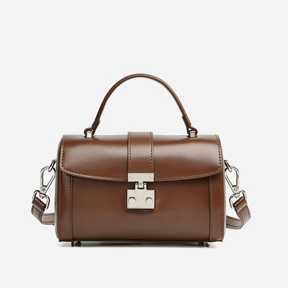 Chic Genuine Leather Cylinder Box Clutch Bag