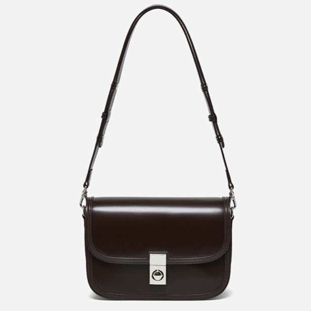 Vintage Sleek Plain Cowhide Genuine Leather Shoulder Messenger Bag