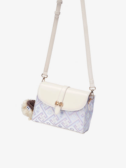 Vintage Oriental Embroidery Vegan Eco-leather Clutch Bag with Playful Charm