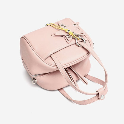 Chic Petite Genuine Leather Mini Boston Clutch Bag with Playful Star Charm