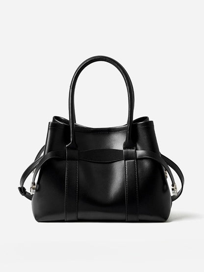 Italian Luxury Plain Genuine Leather Cowhide Large Tote Crossbody Bag