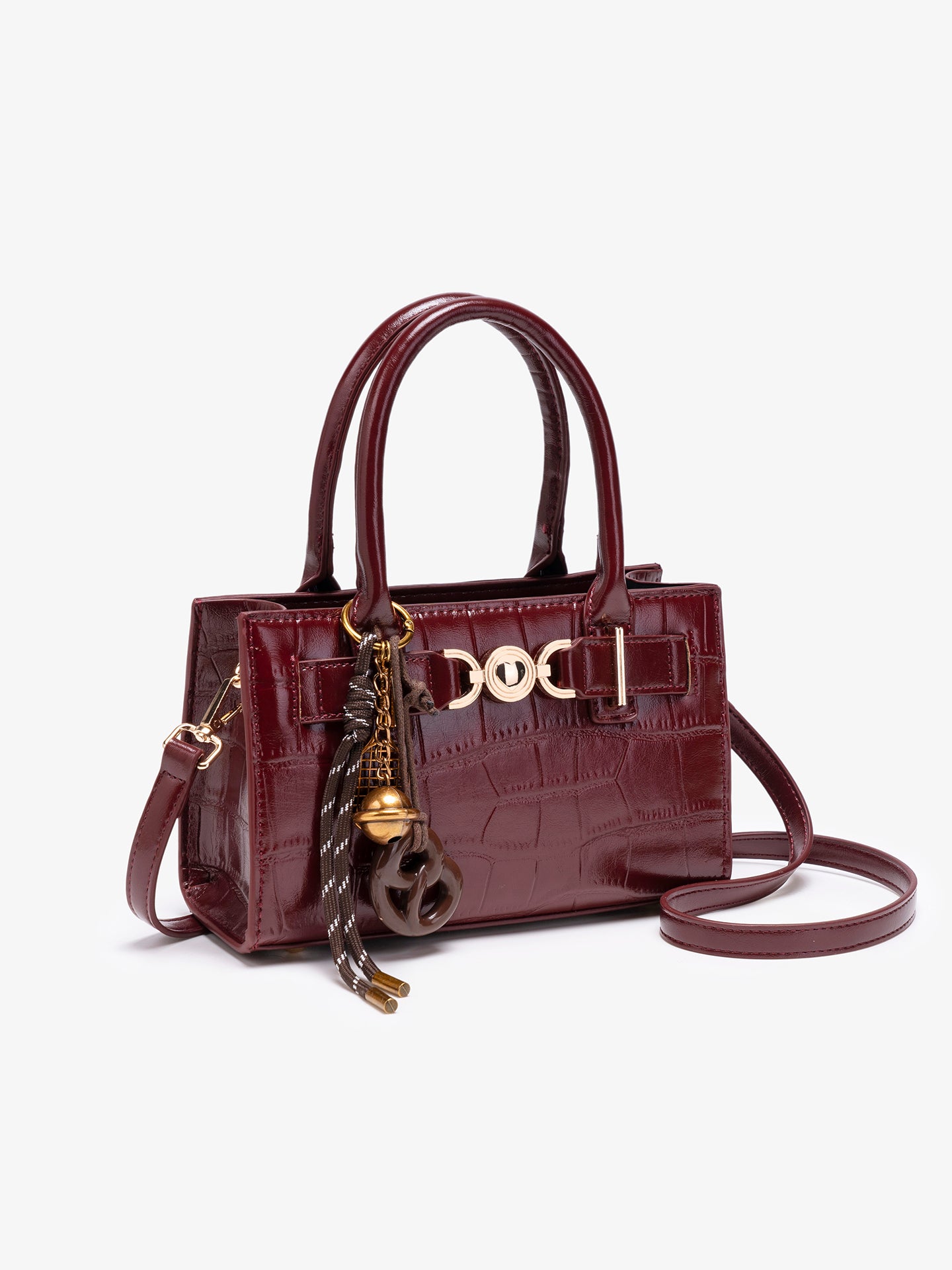 Exquisite Glossy Croc Embossed Vegan Eco-Leather Clutch Bag with Chic Charm