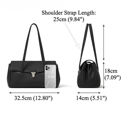Sac pochette fourre-tout en cuir véritable à texture grainée grain de riz élégante