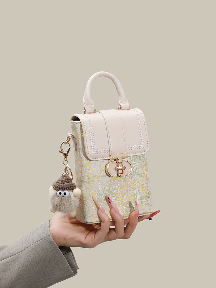 Elegant Oriental Garden Vegan Eco-Leather Mini Clutch Phone Bag
