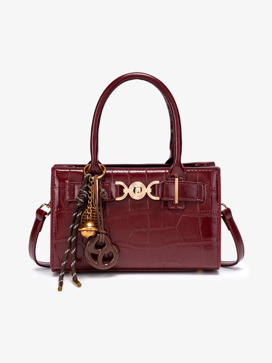 Exquisite Glossy Croc Embossed Vegan Eco-Leather Clutch Bag with Chic Charm