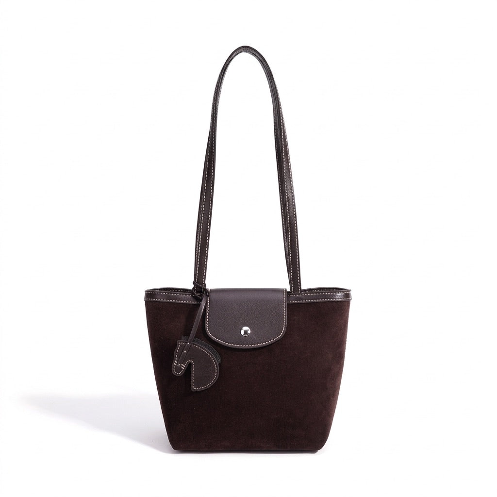 Urban Suede Genuine Leather Mini Tote Clutch Bag