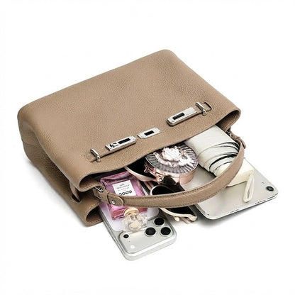 Sleek Genuine Leather Satchel Clutch Bag