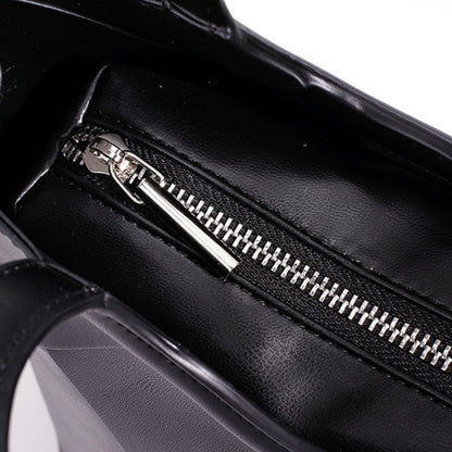 Refined Geometric Woven Genuine Leather Mini Bucket Clutch Bag