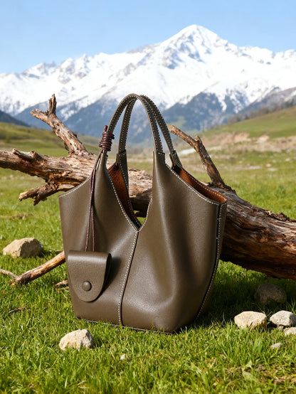 The Artisan Weave Genuine Leather Hobo Tote Bag with Detachable Strap