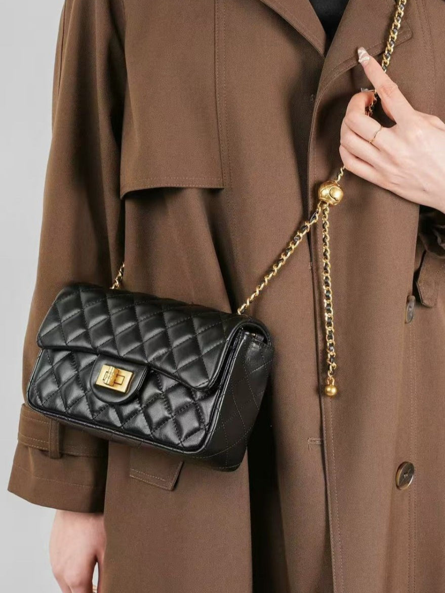 Refined Quilted Genuine Sheepskin Flap Clutch Bag