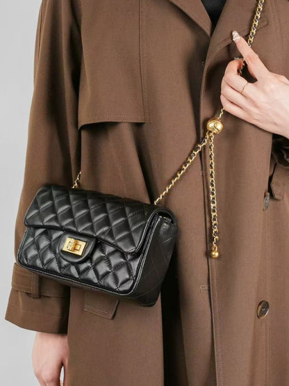 Refined Quilted Genuine Sheepskin Flap Clutch Bag