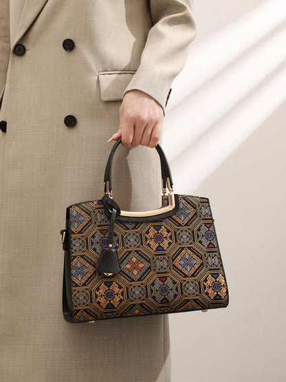 Luxurious Vegan Eco-Leather Jacquard Clutch Bag