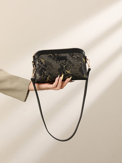 Opulent Crane Pattern Vegan Eco-Leather Clutch Bag