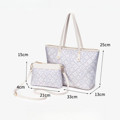 Graceful Oriental Motif Geometric Vegan Eco-Leather Tote Bag