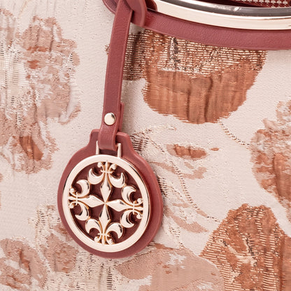 Romantic Floral Vegan Eco-Leather Tote Clutch Bag with Hollow Metal Charm