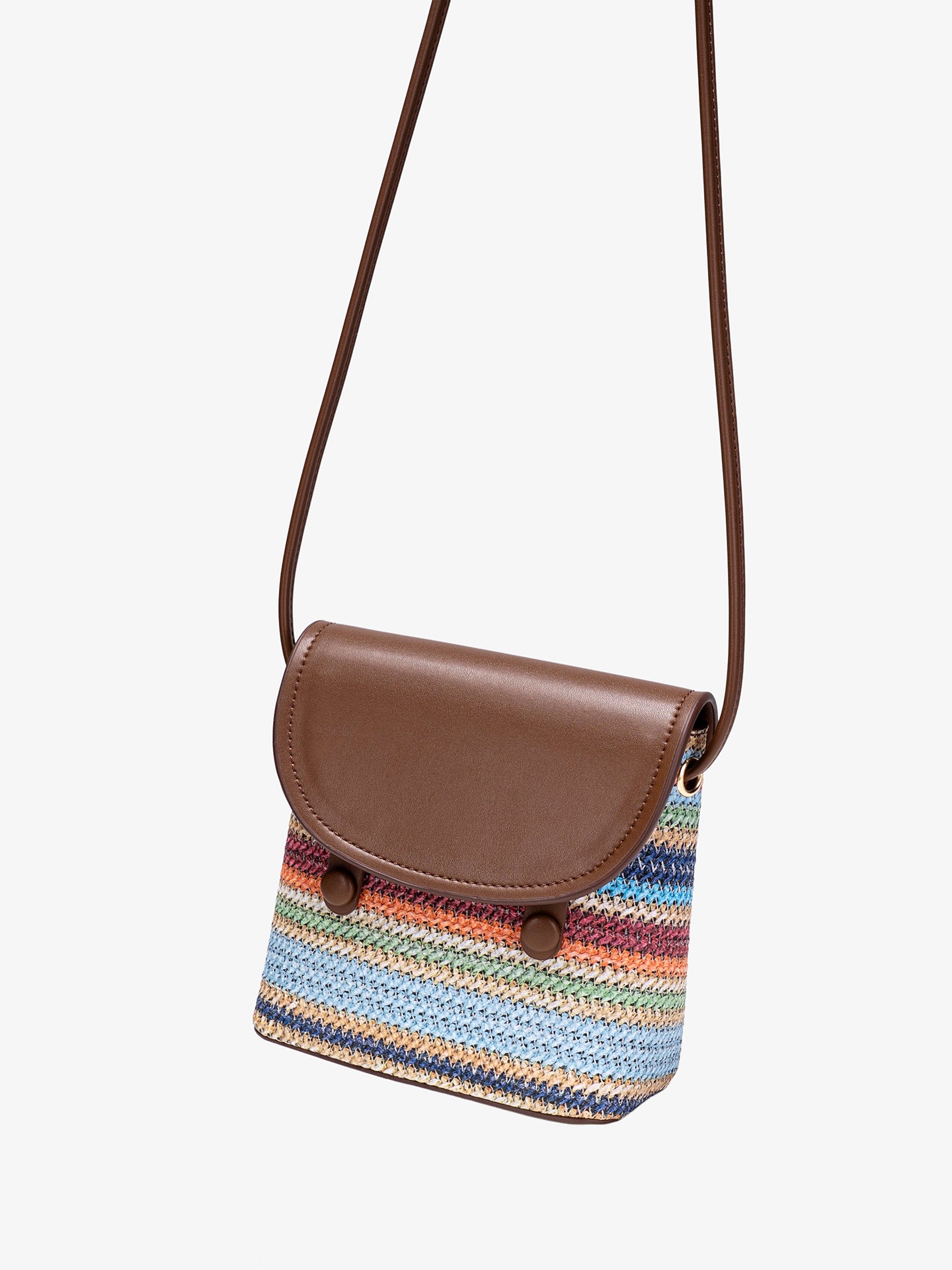 Vibrant Vegan Eco-leather Rainbow Stripe Mini Crossbody Bag