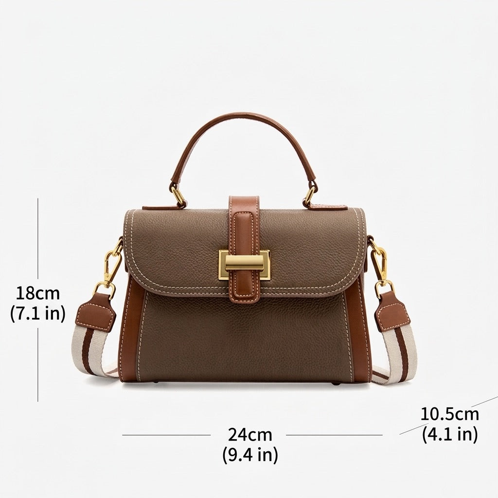Borsa a tracolla strutturata con manico superiore in pelle minimalista di lusso da donna