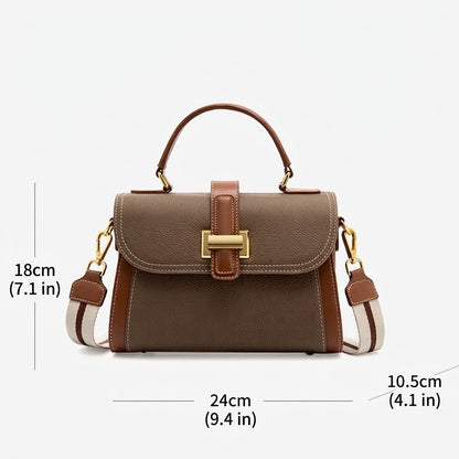 Borsa a tracolla strutturata con manico superiore in pelle minimalista di lusso da donna