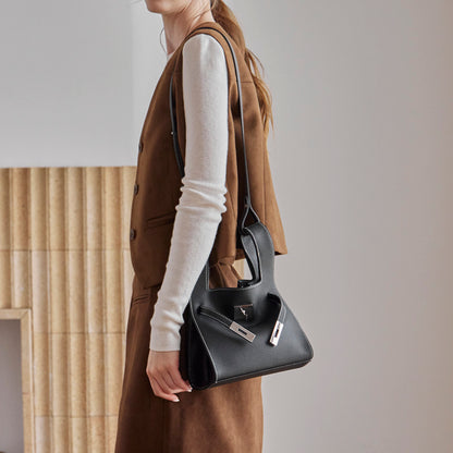 Borsa classica a secchiello chic in vera pelle per tutti i giorni, a tracolla