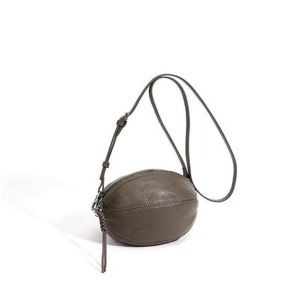 Modern Supple Genuine Sheepskin Leather Oval Rugby Clutch Bag