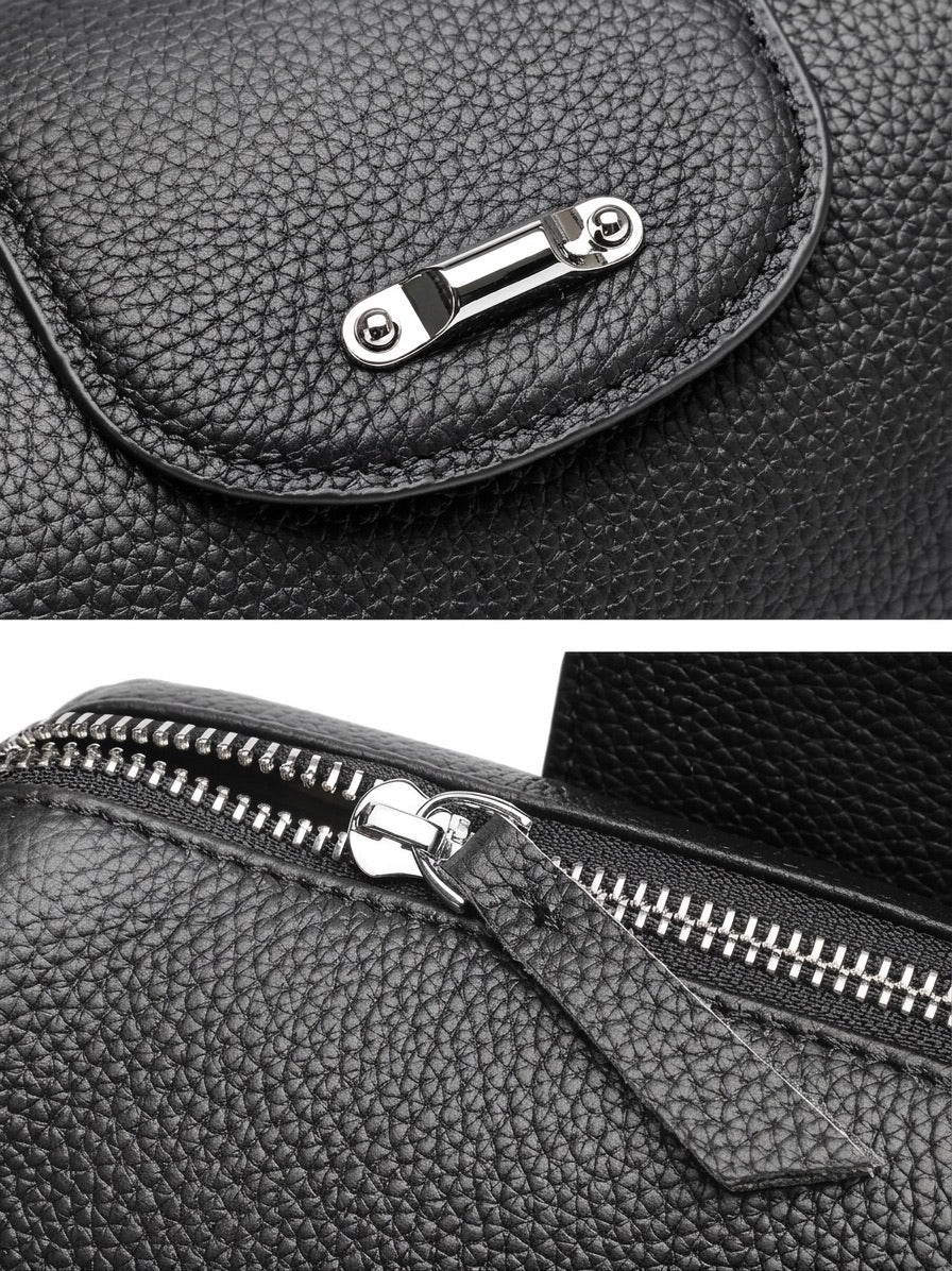Modern Genuine Leather Cylindrical Barrel Clutch Bag