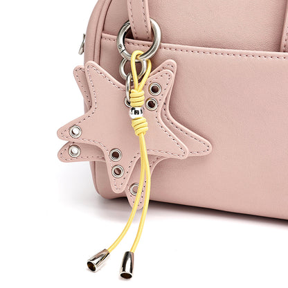 Geantă clutch Boston mini, mică și șic, din piele naturală, cu accesoriu jucăuș în formă de stea