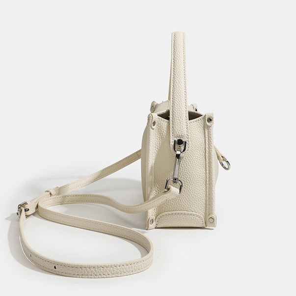 Clean-lined Pebbled Genuine Leather Crossbody Clutch Bag