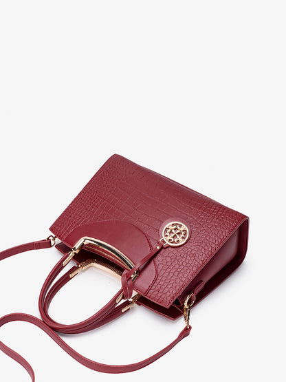Stately Croc Vegan Eco-Leather Clutch Bag With Detachable Strap